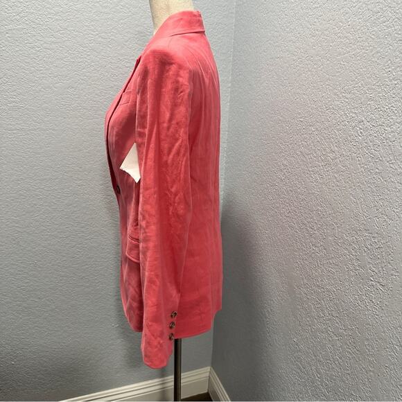 A.L.C. Size 0 Coral Donovan Linen Blend Blazer Jacket Preppy Heritage Old Money - Picture 5 of 14